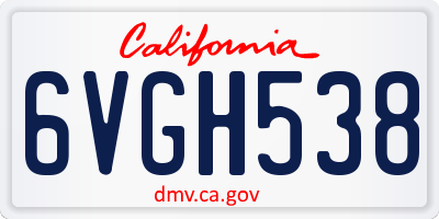 CA license plate 6VGH538