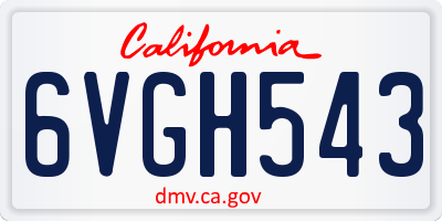 CA license plate 6VGH543