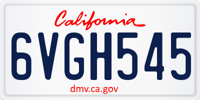 CA license plate 6VGH545