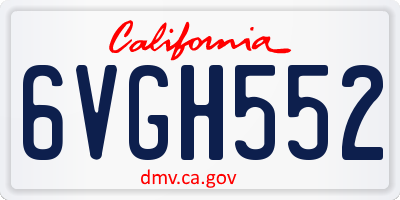 CA license plate 6VGH552