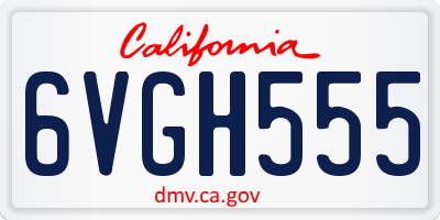CA license plate 6VGH555