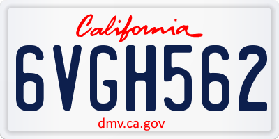 CA license plate 6VGH562