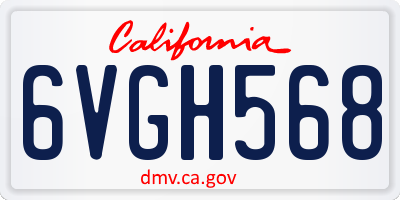 CA license plate 6VGH568