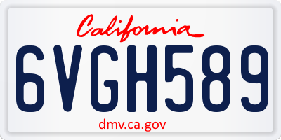 CA license plate 6VGH589