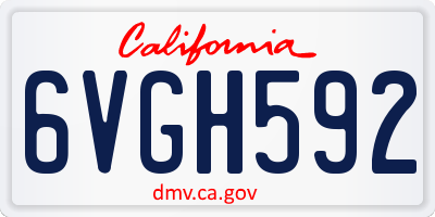 CA license plate 6VGH592
