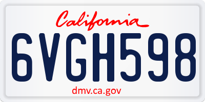 CA license plate 6VGH598