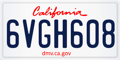 CA license plate 6VGH608