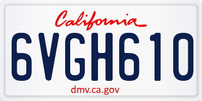 CA license plate 6VGH610