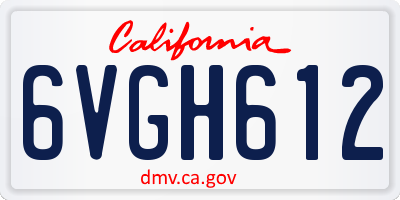 CA license plate 6VGH612