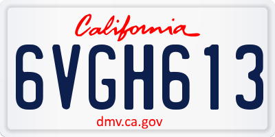 CA license plate 6VGH613