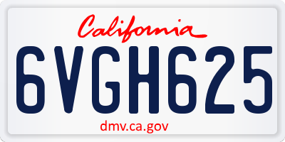 CA license plate 6VGH625