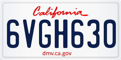 CA license plate 6VGH630