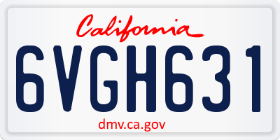 CA license plate 6VGH631