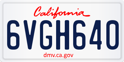 CA license plate 6VGH640