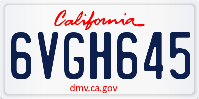CA license plate 6VGH645