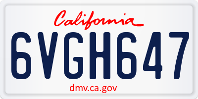 CA license plate 6VGH647