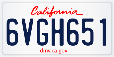 CA license plate 6VGH651