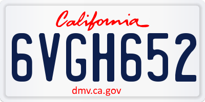 CA license plate 6VGH652