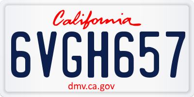 CA license plate 6VGH657