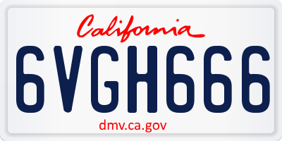 CA license plate 6VGH666