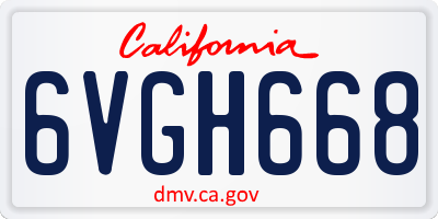 CA license plate 6VGH668