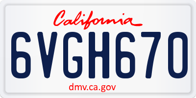 CA license plate 6VGH670