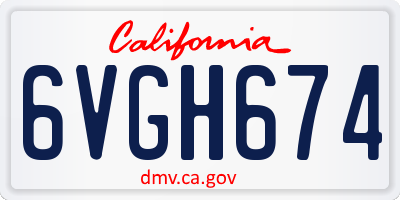 CA license plate 6VGH674