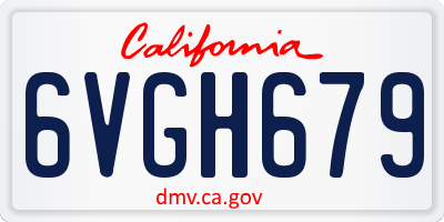 CA license plate 6VGH679