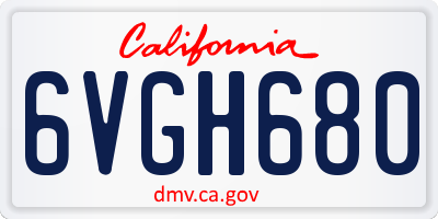 CA license plate 6VGH680