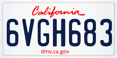 CA license plate 6VGH683
