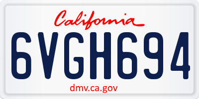 CA license plate 6VGH694