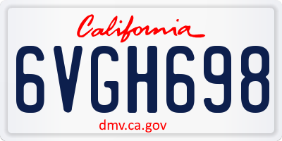 CA license plate 6VGH698