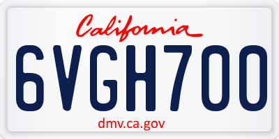 CA license plate 6VGH700