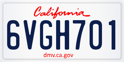 CA license plate 6VGH701