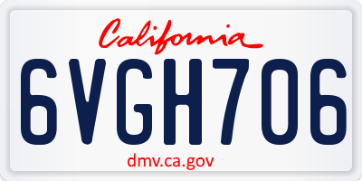 CA license plate 6VGH706
