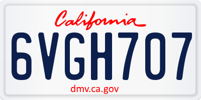 CA license plate 6VGH707