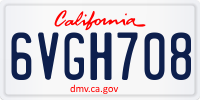 CA license plate 6VGH708