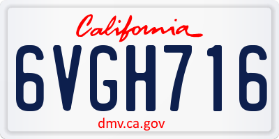 CA license plate 6VGH716
