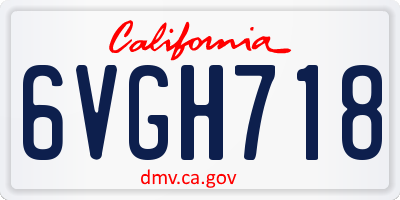 CA license plate 6VGH718