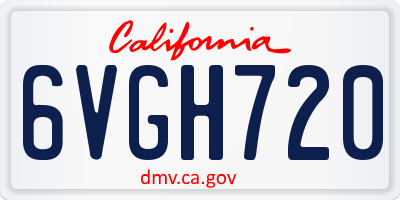 CA license plate 6VGH720