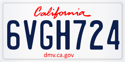 CA license plate 6VGH724