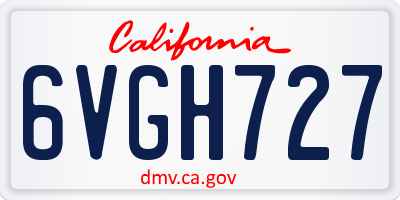 CA license plate 6VGH727