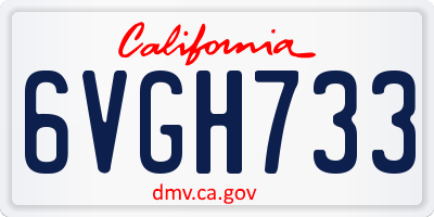 CA license plate 6VGH733
