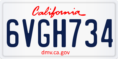 CA license plate 6VGH734