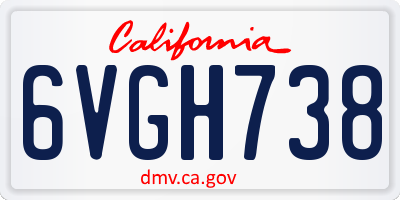 CA license plate 6VGH738