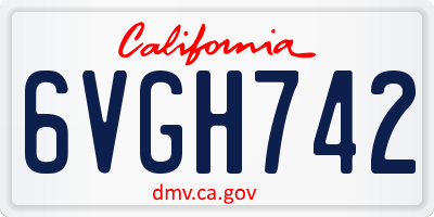 CA license plate 6VGH742