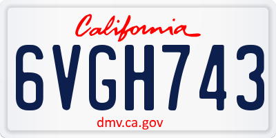 CA license plate 6VGH743