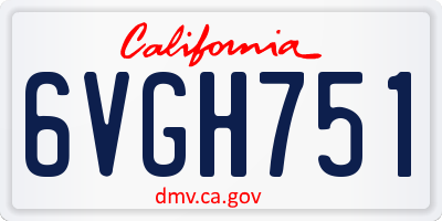 CA license plate 6VGH751
