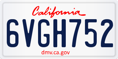 CA license plate 6VGH752