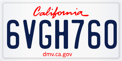 CA license plate 6VGH760